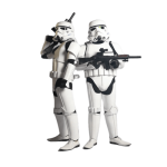 Two people in stormtrooper costumes